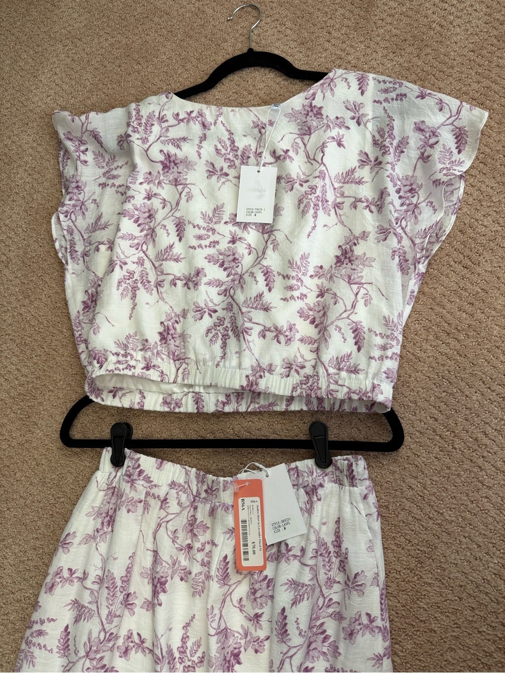 Lucy Paris Cream and Light Lilac Floral Maxi Two-Piece Dress - Picture 7 of 7